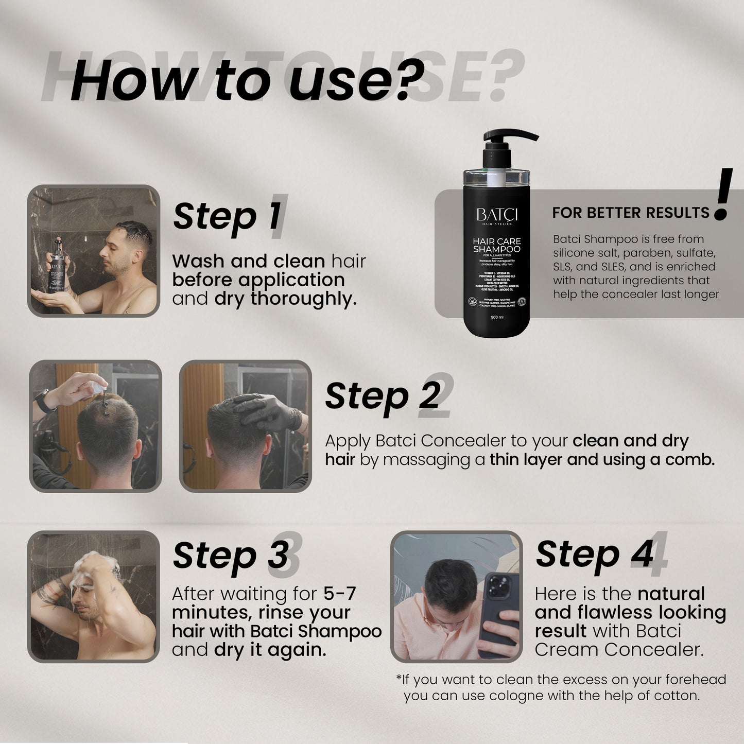 BATCI® Bundle Set - 1x Hair Concealer & Shampoo