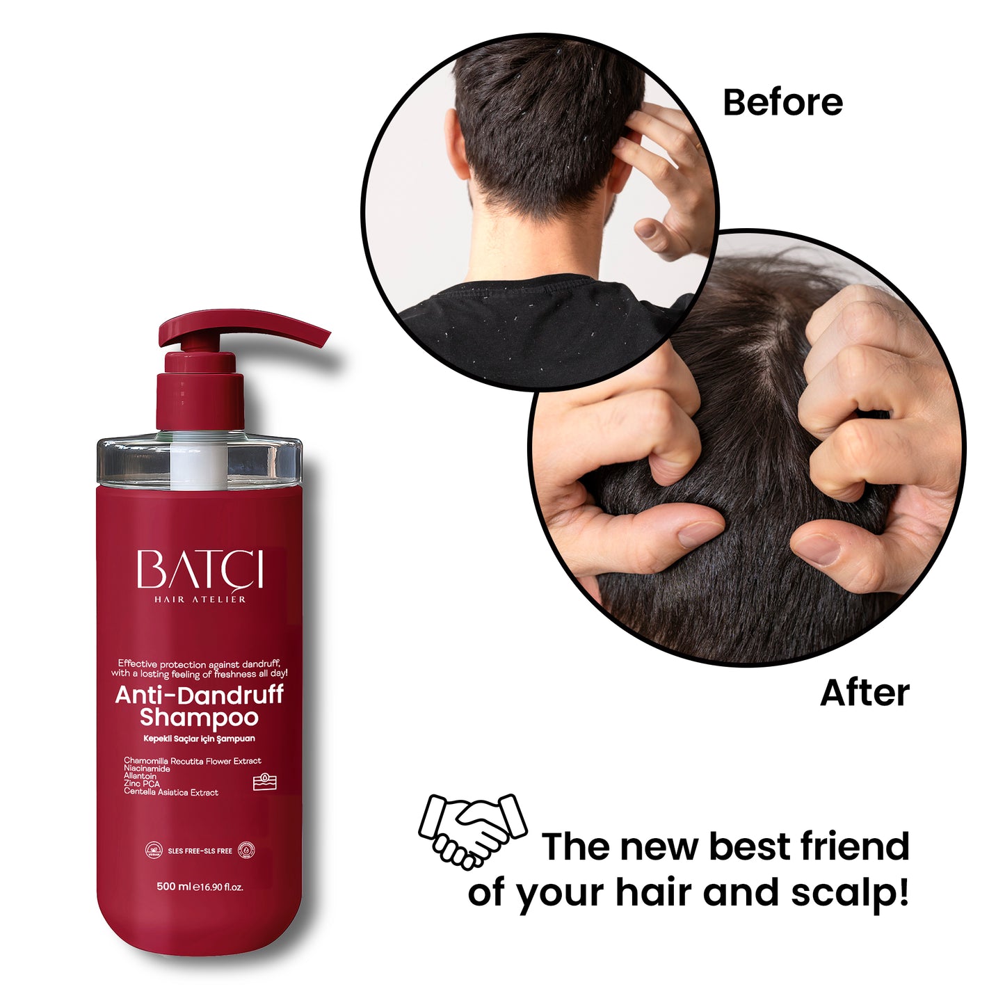 Shampoo Anticaspa BATCI® Fórmula Nutritiva com Vitamina B3 500 ml