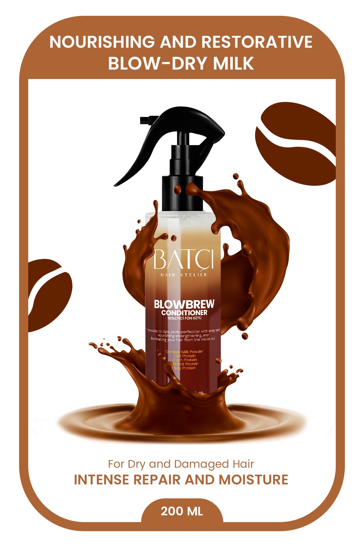 BATCI® BlowBrew Leite Capilar com Café - Nutritivo e Protetor 200 ml