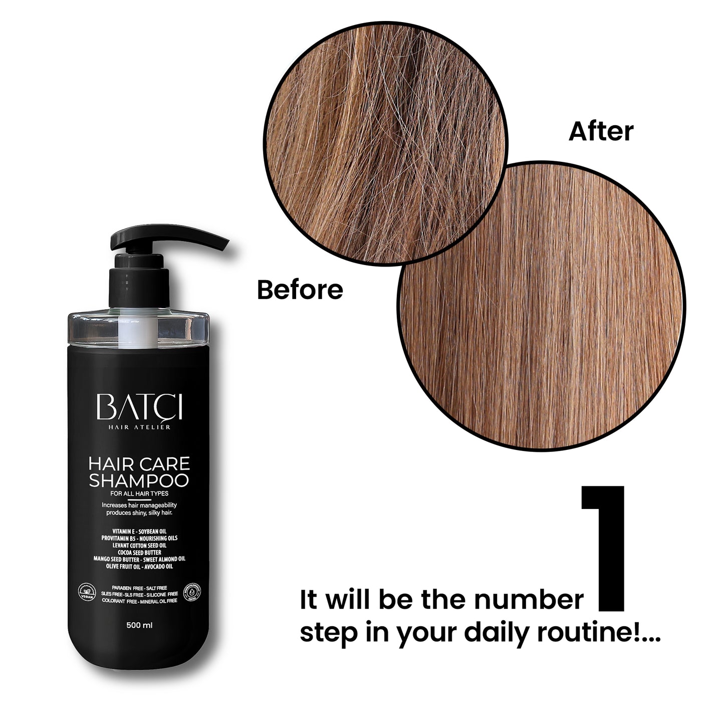 Champú BATCI® Provitamina B5 Sin Sulfatos Nutrición Profunda 500 ML