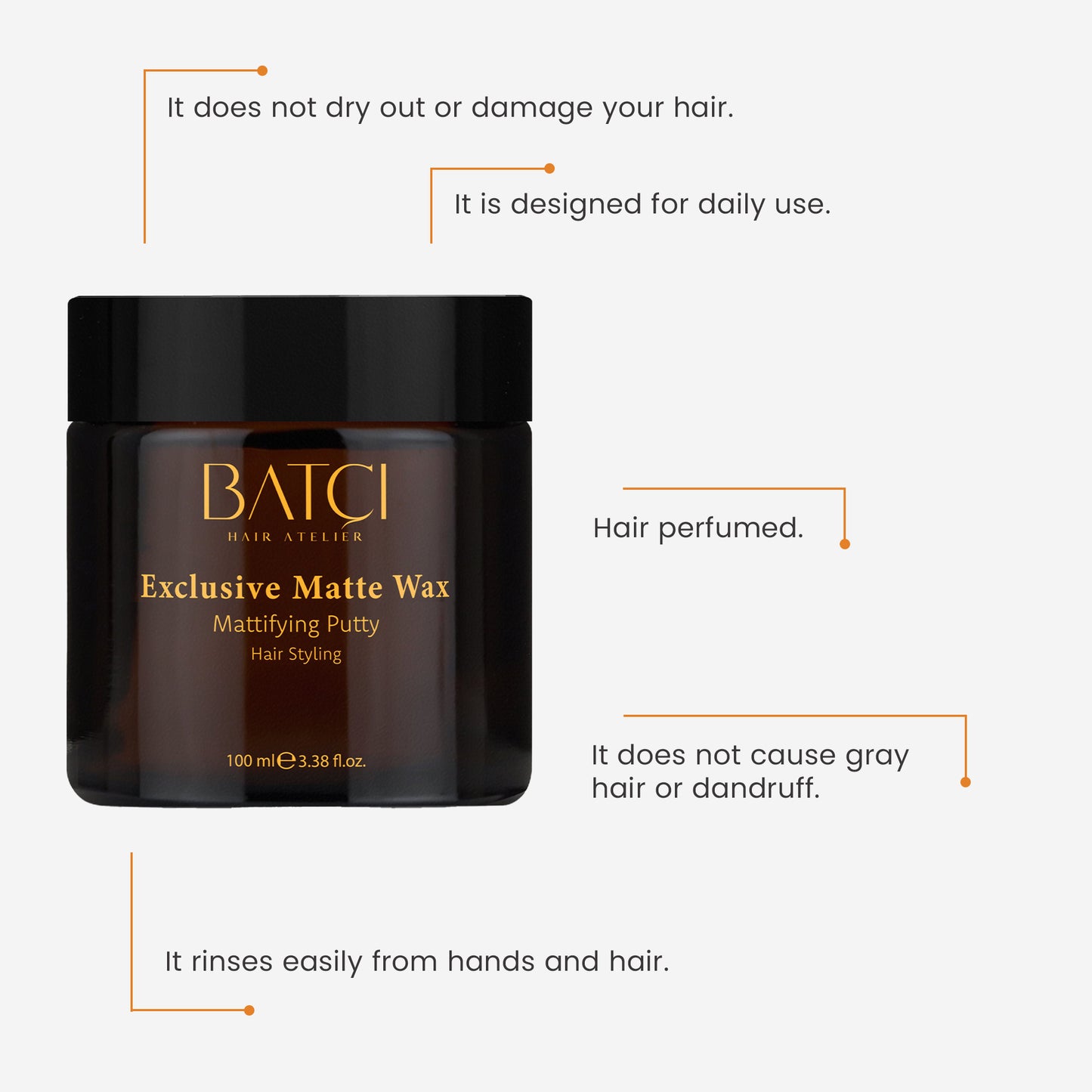 Cera para cabello mate BATCI® - Fijación ultraduradera y duradera 100 ml